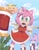 Size: 1596x2048 | Tagged: safe, artist:kiironoinku, amy rose, blaze the cat, cat, hedgehog, 2022, amy x blaze, amy's halterneck dress, angry, blaze's tailcoat, blushing, cute, english text, eyes closed, female, females only, lesbian, looking at viewer, mouth open, piko piko hammer, shipping, talking to viewer