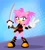 Size: 982x1100 | Tagged: safe, artist:pixelkitties, amy rose, green eyes, looking at viewer, sword, v sign