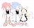 Size: 1807x1494 | Tagged: safe, artist:完獄, knuckles the echidna, miles "tails" prower, sonic the hedgehog, cleaner outfit, crossdressing, femboy, maid outfit, mouth open, signature, simple background, standing, team sonic, trio, white background