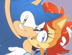 Size: 1134x861 | Tagged: safe, artist:artsriszi, sally acorn, sonic the hedgehog, shipping, sonally, straight