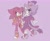 Size: 2048x1699 | Tagged: safe, artist:buunyuwu, amy rose, blaze the cat, cat, hedgehog, 2021, amy x blaze, cute, female, females only, heart, holding hands, lesbian, looking at each other, mouth open, shipping