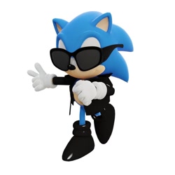 Size: 640x640 | Tagged: safe, artist:akiasnb, sonic the hedgehog, 2023, 3d, anti-sonic, jacket, simple background, solo, sunglasses, white background