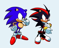 Size: 1918x1575 | Tagged: safe, artist:kolsanart, sonic the hedgehog, classic shadow, classic sonic, classic style