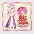 Size: 1080x1080 | Tagged: safe, artist:beanbagstab, amy rose, blaze the cat, cat, hedgehog, 2023, amy x blaze, blushing, cute, female, females only, holding hands, lesbian, looking at something, shipping