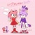 Size: 1080x1080 | Tagged: safe, artist:cosmicaltar_, amy rose, blaze the cat, cat, hedgehog, 2023, amy x blaze, amy's halterneck dress, blaze's tailcoat, blushing, cute, exclamation mark, female, females only, holding hands, lesbian, looking at each other, shipping, speech bubble, valentine's day