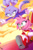 Size: 629x960 | Tagged: safe, artist:buddyhyped, amy rose, blaze the cat, cat, hedgehog, 2023, amy x blaze, amy's halterneck dress, blaze's tailcoat, cute, female, females only, flame, lesbian, looking at each other, mouth open, piko piko hammer, shipping