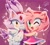 Size: 1377x1242 | Tagged: safe, artist:sonicaimblu19, amy rose, blaze the cat, cat, hedgehog, 2019, amy x blaze, blushing, cute, female, females only, hand on cheek, lesbian, looking at viewer, mario & sonic at the olympic games, mouth open, one eye closed, shipping, sparkles