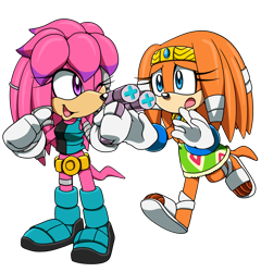 Size: 800x832 | Tagged: safe, artist:awesomeblossompossum, julie-su, tikal, echidna, duo, duo female