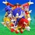 Size: 2048x2048 | Tagged: safe, artist:yanpaiart, amy rose, knuckles the echidna, metal sonic, miles "tails" prower, robotnik, sonic the hedgehog, sonic origins, 2022, 3d, abstract background, group, looking at viewer, modern amy, modern knuckles, modern robotnik, modern sonic, modern style, modern tails, palm tree, reaching towards the viewer, remake, robot, signature