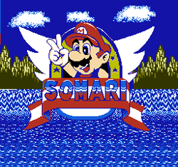 Size: 256x240 | Tagged: safe, bootleg, hummer team, mario, solo, somari, title screen