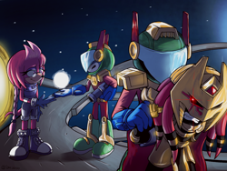 Size: 3072x2304 | Tagged: safe, artist:sjg12, enerjak, jani-ca, knuckles the echidna, echidna, armor, boots, dark enerjak, dark mobius, knuckles(dark mobius), star (sky), zone cop outfit