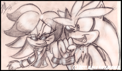 Size: 730x427 | Tagged: safe, artist:aliisa, jani-ca, silver the hedgehog, shipping, silvani, sketch, straight