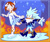 Size: 2058x1744 | Tagged: safe, artist:blingeepilled, princess elise, silver the hedgehog, hedgehog, human, duo, holding hands, ice skates, ice skating, looking at each other, redraw, smile