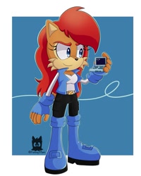 Size: 720x900 | Tagged: safe, artist:fanneyplum, nicole the handheld, sally acorn, solo