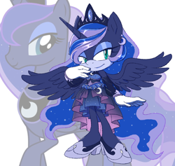 Size: 1370x1300 | Tagged: safe, artist:kanayanga, alicorn, barely sonic related, mobianified, my little pony, pony, princess luna