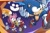 Size: 1199x798 | Tagged: safe, artist:ian mcginty, amy rose, knuckles the echidna, miles "tails" prower, robotnik, sonic the hedgehog, featured image, orange brown checkerboard, running