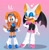 Size: 1995x2048 | Tagged: safe, artist:s3tok41b4, rouge the bat, tikal, outfit swap, rouge's heart top