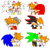 Size: 2048x2048 | Tagged: artist needed, safe, knuckles the echidna, miles "tails" prower, miles (anti-mobius), scourge the hedgehog, shadow the hedgehog, bad quality, blushing, gay, group, hugging from behind, kiss, knuxails, male, males only, miles x tails, scourails, shadails, shipping, silvails, simple background, sonic x tails, white background