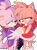 Size: 540x737 | Tagged: safe, artist:artyyline, amy rose, blaze the cat, cat, hedgehog, 2018, amy x blaze, amy's halterneck dress, blaze's tailcoat, cute, female, females only, holding hands, lesbian, shipping