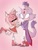 Size: 540x720 | Tagged: safe, artist:artyyline, amy rose, blaze the cat, cat, hedgehog, 2018, amy x blaze, amy's halterneck dress, blaze's tailcoat, cute, eyes closed, female, females only, holding hands, lesbian, shipping