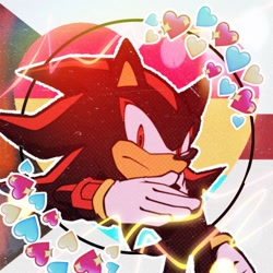 Size: 828x828 | Tagged: safe, artist:hiatus, shadow the hedgehog, hedgehog, demisexual, demisexual pride, edit, male, pansexual, pansexual pride, pride, pride flag background, solo