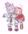 Size: 2602x3207 | Tagged: safe, artist:unneul_s2, amy rose, blaze the cat, cat, hedgehog, 2023, amy x blaze, amy's halterneck dress, blaze's tailcoat, blushing, cute, female, females only, hearts, lesbian, shipping, surprised