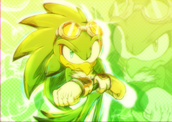 Size: 1052x744 | Tagged: safe, artist:just1cy, jet the hawk, bird, arms folded, echo background, frown, hawk, looking at viewer, male, solo, sonic riders, sparkle, standing