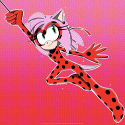 Size: 2041x2048 | Tagged: safe, artist:broadwaybash123, amy rose, cosplay, crossover, ladybug (miraculous), miraculous: tales of ladybug & cat noir