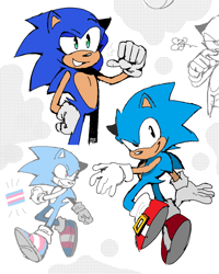 Size: 1206x1504 | Tagged: safe, artist:zan0tix, sonic the hedgehog, hedgehog, abstract background, classic sonic, eyelashes, male, smile, solo, trans male, trans pride, transgender