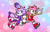 Size: 2047x1293 | Tagged: safe, artist:didi-bot, amy rose, blaze the cat, cat, hedgehog, 2023, amy x blaze, amy's halterneck dress, blaze's tailcoat, cute, female, females only, hand on arm, heart, lesbian, shipping