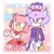 Size: 1280x1280 | Tagged: safe, artist:ranterbo, amy rose, blaze the cat, cat, hedgehog, 2022, amy x blaze, amy's halterneck dress, bag, blaze's tailcoat, cute, female, females only, flower, lesbian, looking at them, question mark, shipping