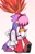 Size: 1049x1660 | Tagged: safe, artist:coldspace, amy rose, blaze the cat, cat, hedgehog, 2023, amy x blaze, amy's halterneck dress, blaze's tailcoat, blushing, cute, female, females only, flame, kiss, lesbian, shipping