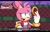 Size: 2048x1316 | Tagged: safe, artist:kitarehamakura, amy rose, hedgehog, green hill zone, sonic prime, 2022, abstract background, alternate universe, au:roseverse, dialogue, english text, female, holding something, ring, role swap, smile, solo, standing