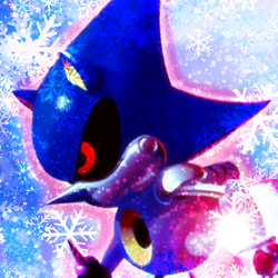 Size: 750x750 | Tagged: safe, artist:sonic-hedgekin, metal sonic, black sclera, icon, outline, robot, snowflake, solo, winter