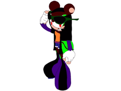 Size: 2048x1536 | Tagged: safe, artist:noooonswing, oc, oc:thunder dark the hedgemouse, mouse, belt, black hair, boots, brown fur, female, fingerless gloves, glasses, glasses on head, green hair, jacket, red eyes, shirt, shorts