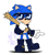 Size: 967x1111 | Tagged: safe, artist:linkstar21, sonic the hedgehog, 2020, anti-sonic, baseball bat, boots, holding something, jacket, looking at viewer, pointing, simple background, smile, solo, standing, sunglasses, watermark, white background