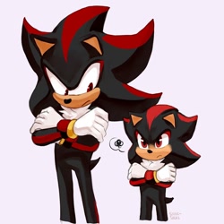 Size: 1080x1080 | Tagged: safe, artist:solar socks, shadow the hedgehog, hedgehog, black fur, gloves, male, red eyes, red fur, self paradox