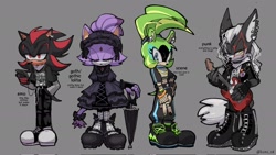 Size: 2048x1152 | Tagged: safe, artist:kumo_zd, blaze the cat, infinite the jackal, shadow the hedgehog, surge the tenrec