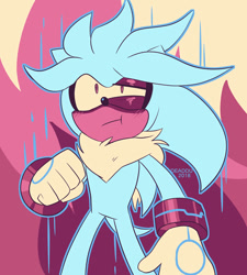 Size: 848x942 | Tagged: safe, artist:deaddu, silver the hedgehog, hedgehog, gloves, grey fur, male, yellow eyes