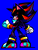 Size: 1536x2048 | Tagged: safe, artist:kuroiyuki96, shadow the hedgehog, hedgehog, sonic prime s2, blue background, lidded eyes, limited palette, looking back, looking back at viewer, looking offscreen, male, simple background, smile, solo, sparkles, standing