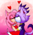 Size: 2940x3150 | Tagged: safe, artist:mslunarumbreon, amy rose, blaze the cat, cat, hedgehog, 2023, amy x blaze, amy's halterneck dress, blaze's tailcoat, cute, female, females only, hand on arm, hand on back, hearts, kiss, lesbian, shipping