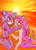 Size: 900x1238 | Tagged: safe, artist:robertfeateckbert, amy rose, blaze the cat, cat, hedgehog, 2012, amy x blaze, beach, bikini, blushing, cute, female, females only, hand on cheek, lesbian, looking at each other, romantic, shipping, sun