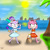 Size: 1280x1280 | Tagged: safe, artist:ilu231, amy rose, blaze the cat, cat, hedgehog, 2023, amy x blaze, bag, beach, female, females only, lesbian, looking back, shipping, swimsuit, umbrella