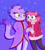 Size: 1280x1408 | Tagged: safe, artist:thatsprettygayuwu, amy rose, blaze the cat, cat, hedgehog, 2022, amy x blaze, cute, female, females only, hearts, holding hands, lesbian, mario & sonic at the olympic winter games, shipping, sparkles, star (symbol), winter