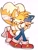 Size: 1536x2048 | Tagged: dead source, safe, artist:tetsuchibimori, miles "tails" prower, sonic the hedgehog, 2023, bandage, blushing, cute, duo, gay, heart, heart tail, lidded eyes, mouth open, one fang, riding on back, shadow (lighting), shipping, simple background, smile, sonabetes, sonic x tails, tailabetes, walking, white background