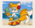 Size: 2400x1899 | Tagged: safe, artist:mintokitsune_, miles "tails" prower, abstract background, barefoot, beach, blushing, border, bracelet, cute, daytime, eyelashes, flower, flower in ear, gloves off, holding something, ice cream, looking at viewer, male, mint candy, outdoors, redraw, sandals, shirt, shorts, signature, smile, solo, swimming tube, tailabetes, that fox sure loves mint candy, tongue out, uekawa style, v sign, walking