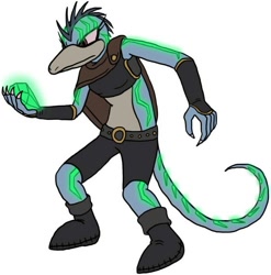 Size: 638x647 | Tagged: safe, artist:kyurem2424, oc, oc:rava the lizard, lizard, au:sonic world travel, other power patterns, the order emerald, white background