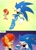 Size: 1804x2532 | Tagged: safe, artist:artsriszi, sally acorn, sonic the hedgehog, comic, embarrassed, english text, outfit swap, posing, sally x sonic, sally's ringblader outfit, shipping, signature, sonally, wardrobe malfunction