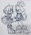 Size: 1440x1646 | Tagged: safe, artist:niightfiend, amy rose, blaze the cat, cat, hedgehog, 2022, amy x blaze, cute, female, females only, holding hands, lesbian, line art, looking at each other, shipping, sketch, traditional media