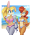 Size: 798x896 | Tagged: safe, artist:metalpandora, bunnie rabbot, sally acorn, chipmunk, rabbit, beach, bikini, ice cream